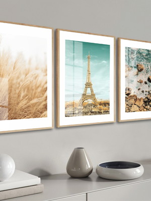 Quadros decorativos torre eiffel paisagem com moldura vidro