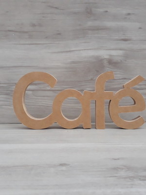 Palavra café em mdf cru - peça de mesa