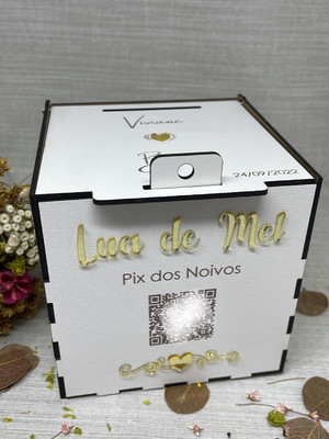 Caixa mdf pix lua de mel acrílico espelhado