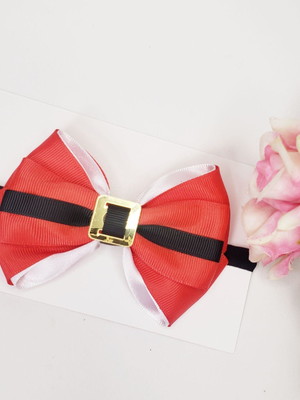 Faixa tiara para bebê com laço noel - natal