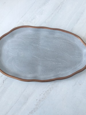 Bandeja oval orgânica decorativa multiuso