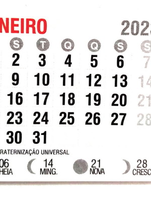 Mini calendario 2023 bloco 100 pçs