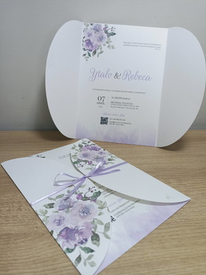 Convite janela oval texturizado lilas