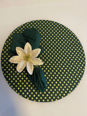 Kit com 6: capas de sousplat verde bolinhas dourado - natal