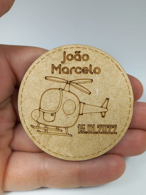 Imã de geladeira - lembrancinha mdf cru - helicóptero