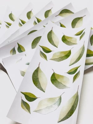 Adesivos de parede folhas aquarela