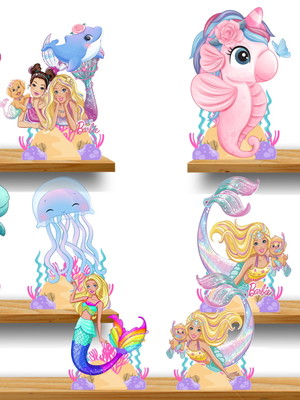 Barbie sereia displays kit com 10 peças