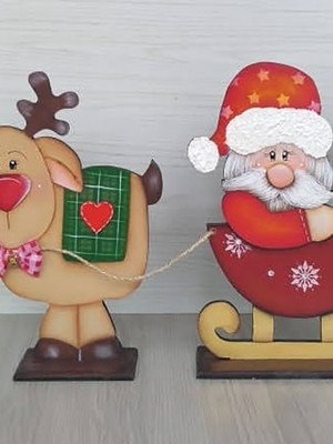 Enfeites de natal rena papai noel mdf