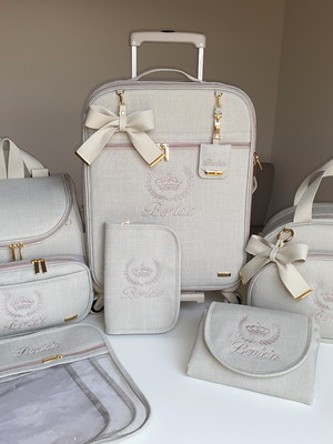 Kit bolsa maternidade linho cru personalizado