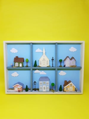 Quadro cenário miniatura casinhas