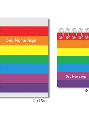 Kit 1 caderno e 1 bloco personalizados gay pride lgbt