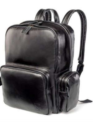 Mochila em couro com porta notebook preta zup