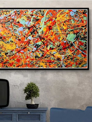 Quadro abstrato moderno jackson pollock
