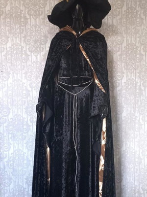 Vestido e capa capuz medieval bruxa halloween