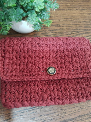 Bolsa carteira crochê marsala
