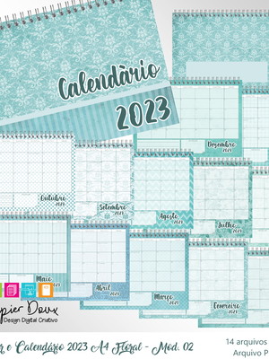 Planner mensal e calendário 2023 - a4 floral modelo 02