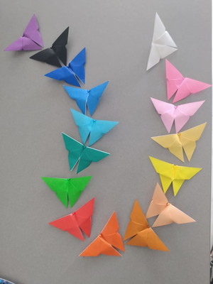 Kit 10 borboletas de origami - várias cores