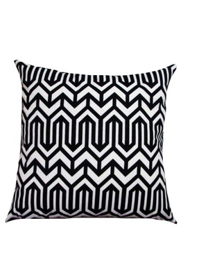 Capa almofada 50 x 50 tecido jacquard preto e bege