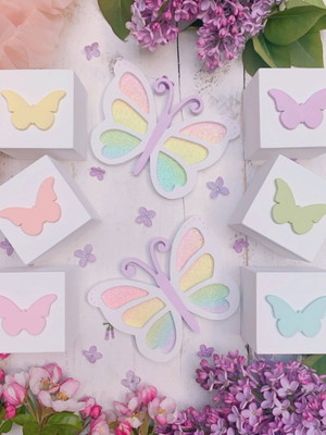Adorno borboleta em mdf candy color kit com 2 un