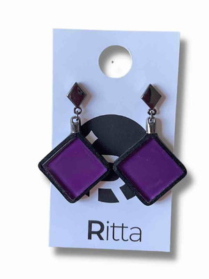 Brinco pêndulo losango roxo