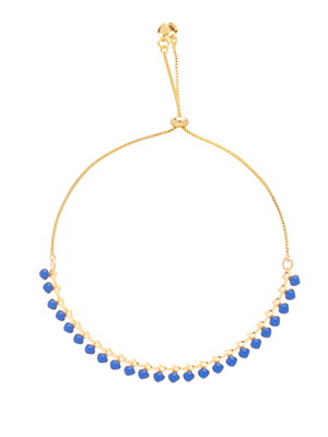Pulseira gravatinha resinada azul escuro folheado a ouro 18k
