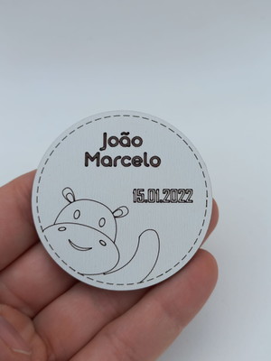 Imã de geladeira - lembrancinha mdf branco - hipopótamo