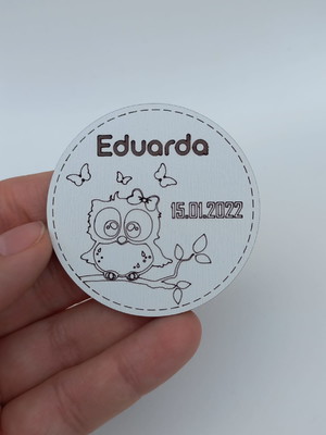 Imã de geladeira - lembrancinha mdf branco - coruja