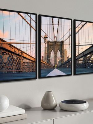 Quadros decorativos moderno ponte brooklyn nova york moldura