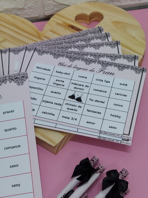 Bingo + lápis chá de lingerie