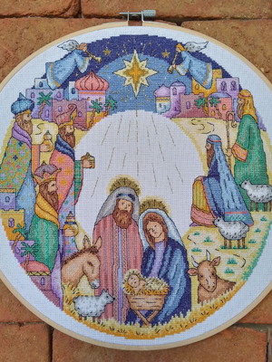 Quadro bordado presépio