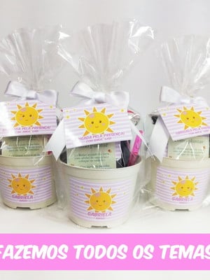 Kit plantio ecológico infantil tema sol vaso médio