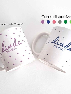 Kit 2 canecas convite padrinhos de batismo dinda e dindo