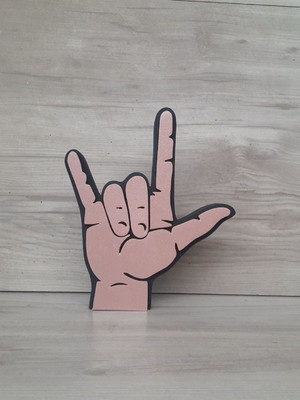 Eu te amo em libras - simbolo de mesa em mdf