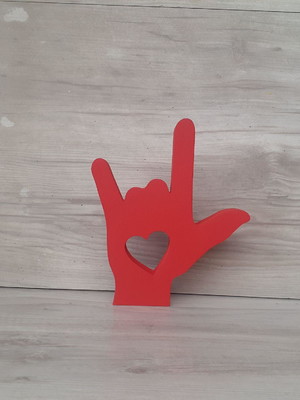 Eu te amo em libras - simbolo de mesa em mdf