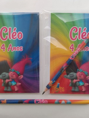 Bloquinho com lápis trolls