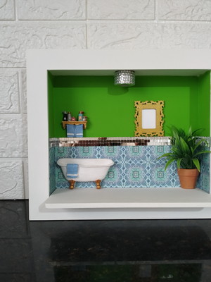 Quadro banheiro com led mais bandeja de brinde