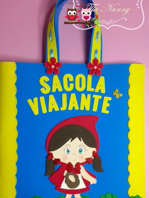 Sacola viajante tema chapeuzinho vermelho em eva
