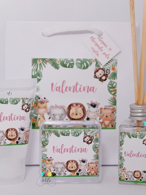 Kit maternidade menina safari caixinha sacolinha difusor