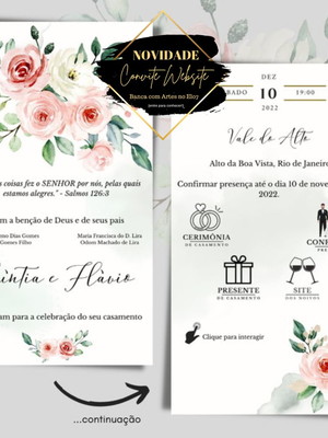 Convite virtual casamento interativo aquarela rosê