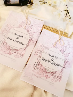 Convite casamento papel vegetal