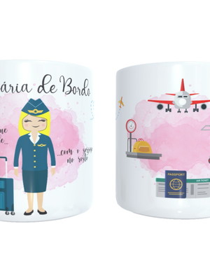 Caneca branca comissária de bordo