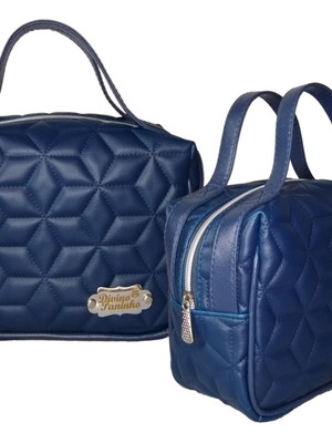 Necessaire maletinha diamond azul marinho