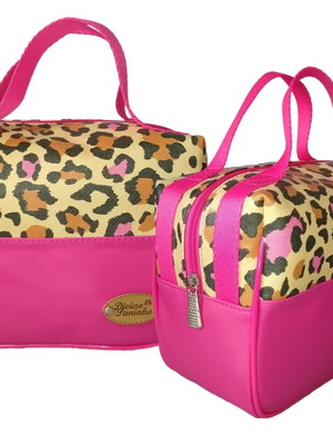 Necessaire maletinha onça pink