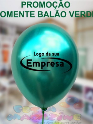 Balões verde metálic personalizado com sua logomarca