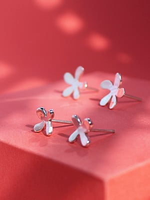 Brinco flor dois furos conjunto