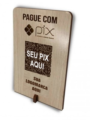Placa qr code/pix personalizada - madeira mdf texturizada