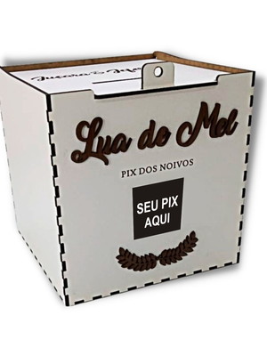 Cofre personalizado para casamento com pix dos noivos