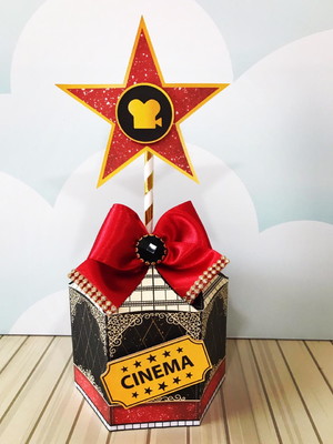 Centro de mesa tema cinema hollywood