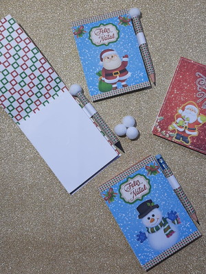 Bloquinhos natal com mini lápis - 20 unidades