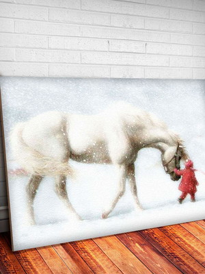 Placa decorativa animais 72 cavalo e criança-15x20cm